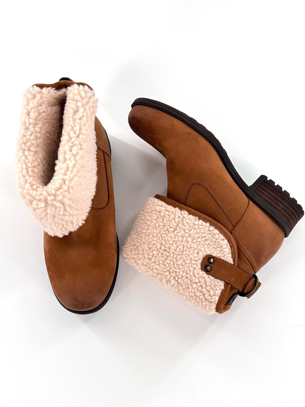 UGG Australia Aldon Tan Leather Fold Down Cuff Boots